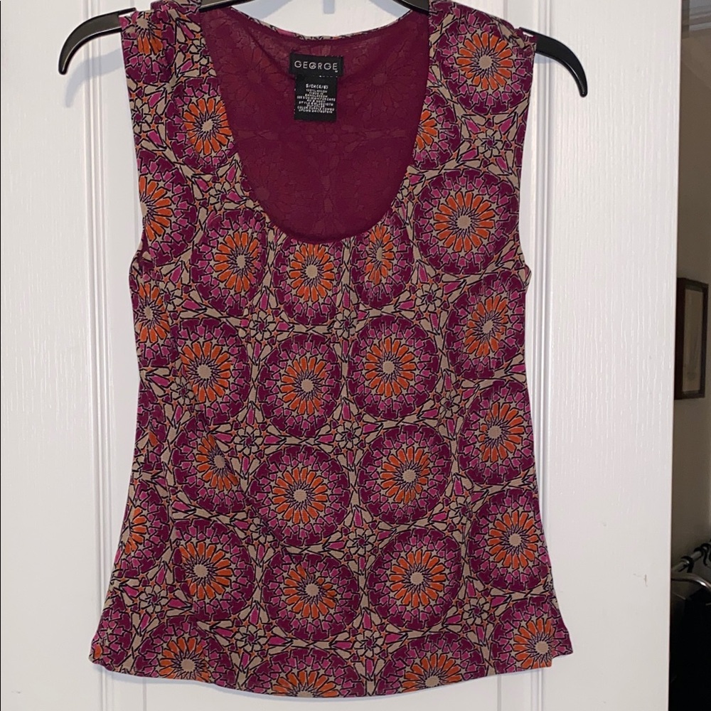 George Women's Tank Top - Burgundy and Orange Floral
